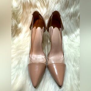 Tan Pointed Toe Patent Leather Heels